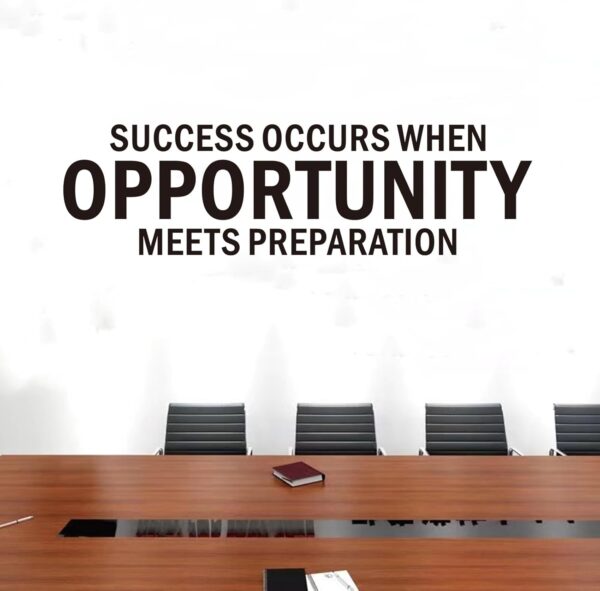 SEATUNE Inspirational Office Quotes Wall Stickers - Motivational Wall Decals - Bedroom Living Room Classroom Home Vinyl Art Wall Decor - Success Occurs When Opportunity Meets Preparation 35"X9.8" - Image 6
