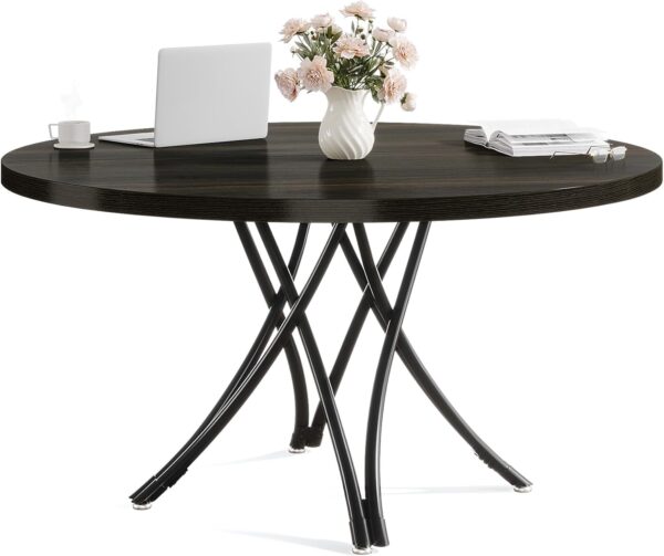 Tribesigns 47" Round Conference Table, Modern Business Meeting Table for Office Conference Room (Black) - Image 8