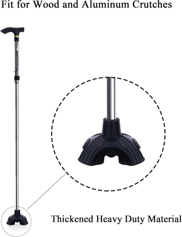 Quad Cane Tips 3/4” Heavy Duty Non-Slip Rubber Tip Replacement, 4 Prong Self Standing Crutch Tips for Walking, Folding Cane - Image 7