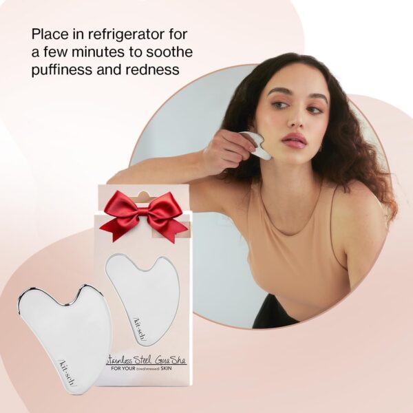 Kitsch Stainless Steel Gua Sha Facial Tools, Lymphatic Drainage Massager for Face, Chin & Jawline Sculpting, Body Guasha Tool for Muscle Tension, Skin Care Gift for Mom Women - Image 5