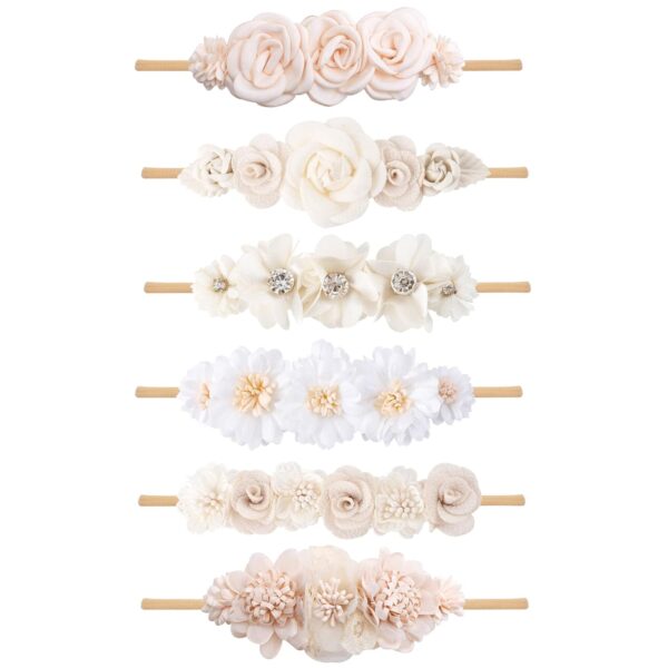 Baby Girls Headbands Flower Headband 6 Pcs Nylon Elastic Headbands Newborn Hair Bows Hair Accessories Gifts for Infant Toddlers Kids - Image 2