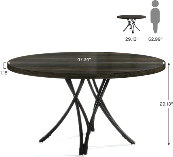 Tribesigns 47" Round Conference Table, Modern Business Meeting Table for Office Conference Room (Black) - Image 2
