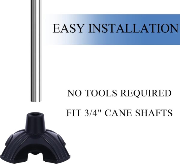Quad Cane Tips 3/4” Heavy Duty Non-Slip Rubber Tip Replacement, 4 Prong Self Standing Crutch Tips for Walking, Folding Cane - Image 6