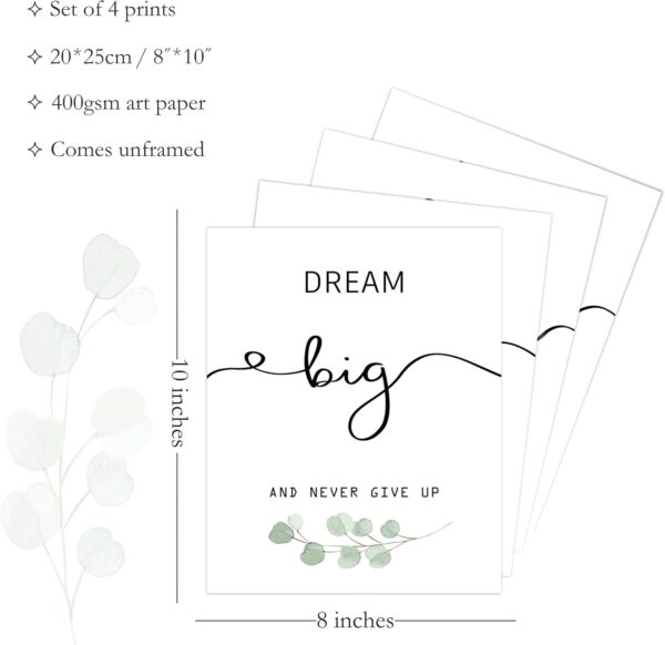 Inspirational Wall Art Office Decor, Motivational UNFRAMED Wall Art Prints for Bedroom,Living Room,Office,Classroom, Set of 4, 8"x10" - Image 2