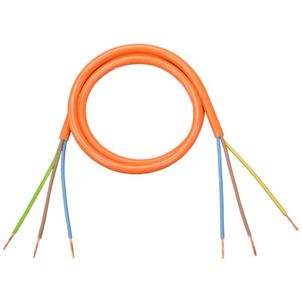European H05VV-F Cordage, 100 FT Long, 3 Conductor 16 AWG (1.5mm²), 300/500 Volt, PVC Insulated Conductors (Blue, Brown, Green/Yellow). Orange. Sold in 100 FT & 250 FT Lengths.