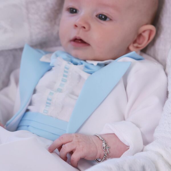 Cherished Moments Personalized Baptism to Bride Cross Bracelet with Initial Charm for Boys in Sterling Silver - Image 3