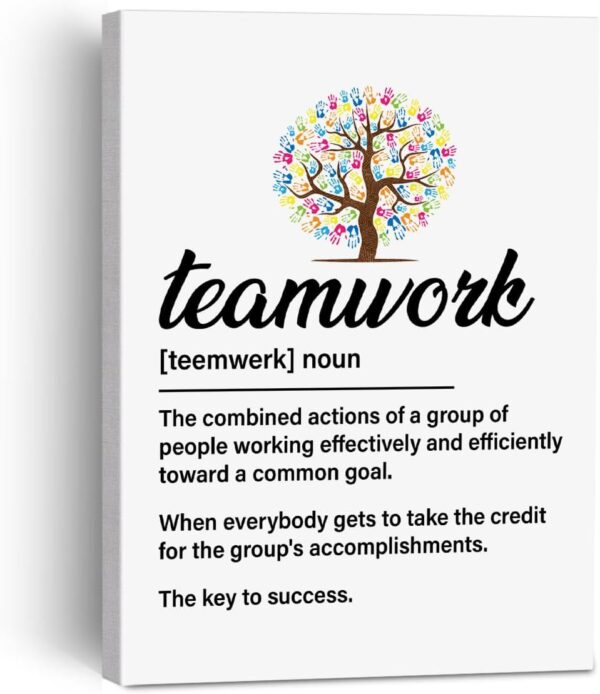 NGAEAK Office Wall Decor Canvas Painting Framed Wall Art Decor for Home Office, Teamwork Definition Canvas Print