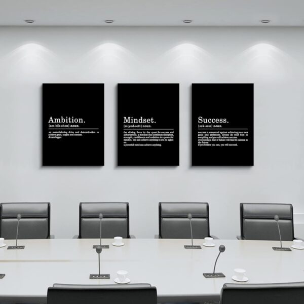 Inspirational Canvas Painting Wall Art -EPHANY ART,Mindset Quotes Prints, Success Framed Entrepreneur Poster Positive Quotes Wall Poster for Home Office Workplace (M-3pcs,12x16inchx3pcs) - Image 3