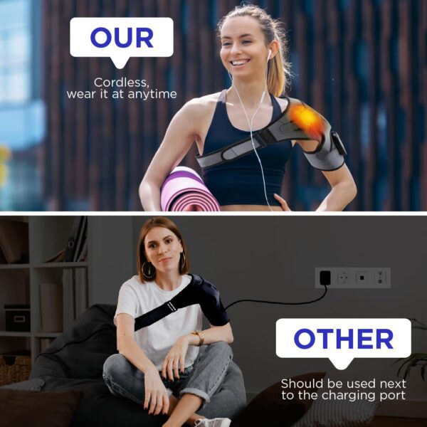 Heated Shoulder Wrap - Cordless Heating Pad Massager With Vibration, 3 Heating and Speed Adjustable Settings, Wearable Brace (2) - Image 5
