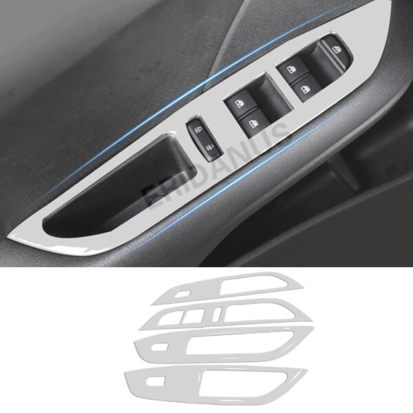 ERIDANUS Auto Accessories Fit for Chevolet Cavalier 2022 2021 2020 2019 Window Switch Decoration Decal Frame Cover Panel Trim (Silver for Low Configuration) Stainless Steel 4 PCS