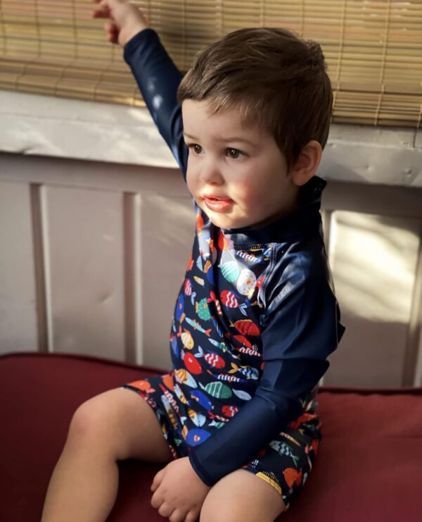 ADUKIDE Baby Boys Swimsuit Summer Beach Rash Guard Swimwear One Piece Sunsuit with Sun Hat 3-24 Months - Image 3