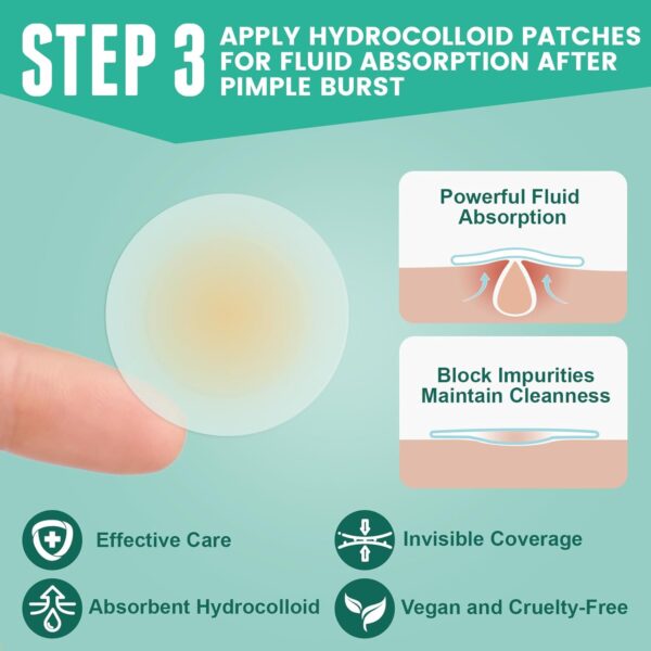 3-Step Microdart Pimple Patches Set - 9 Microdarts Pimple Patches, 50 Pimple Popper, 24 Hydrocolloid Patches - Image 5