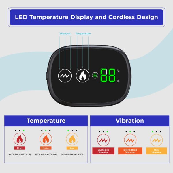 Heated Shoulder Wrap - Cordless Heating Pad Massager With Vibration, 3 Heating and Speed Adjustable Settings, Wearable Brace (2) - Image 7