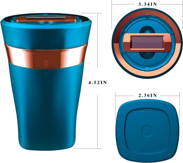 Car Ashtray, Auto Ashtray Cigar Electronic Cigarette Lighter Detachable Solar Powered/USB Rechargeable with Lid Blue LED Light for Most Car Cup Holder Home Office (Blue) - Image 3