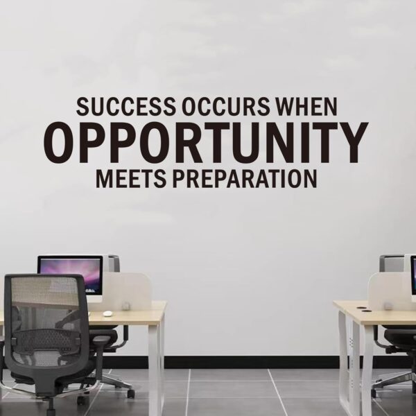 SEATUNE Inspirational Office Quotes Wall Stickers - Motivational Wall Decals - Bedroom Living Room Classroom Home Vinyl Art Wall Decor - Success Occurs When Opportunity Meets Preparation 35"X9.8" - Image 5