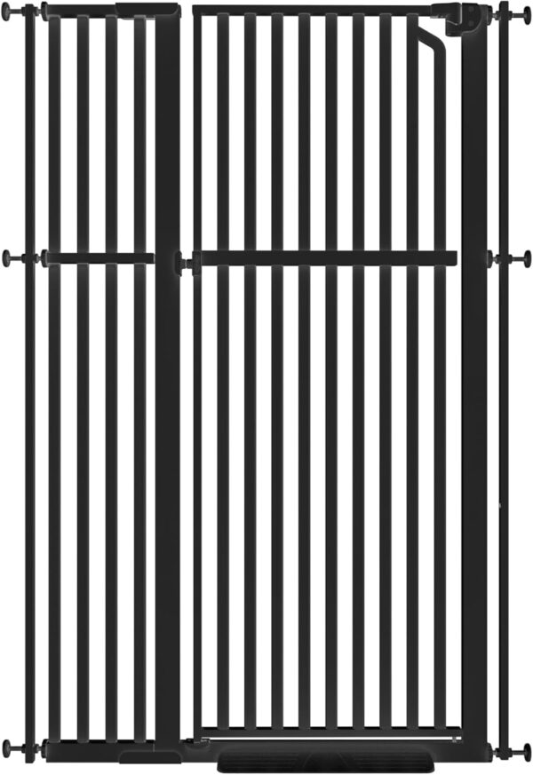 Senneny 63' Extra Tall Cat Gate Auto Close & One-Hand Open, Includes Extension Kit, No Drilling Pressure Mounted & Wall Mounted Kits, Metal Pet Gate Fits Openings 37.4' to 41.3' Wide, Black