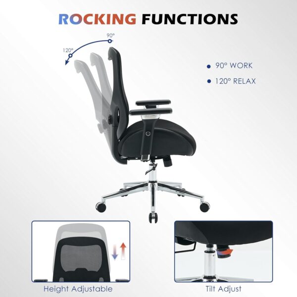 700lbs Big and Tall Office Chair with Wide Thick Seat Cushion for Sitting All Day,Ergonomic Mesh Desk Chair with Adjustable Lumbar Support for Heavy People,4D Armrests - Image 5