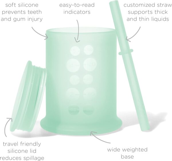 Olababy Silicone Training Cup with Straw Lid | Babies Water Drinking Cup | 6+ Mo Infant To 12-18 Months Toddler | Sippy Cup For Kids & Smoothie Cup | Baby Led Weaning (Mint, 5 oz) - Image 2