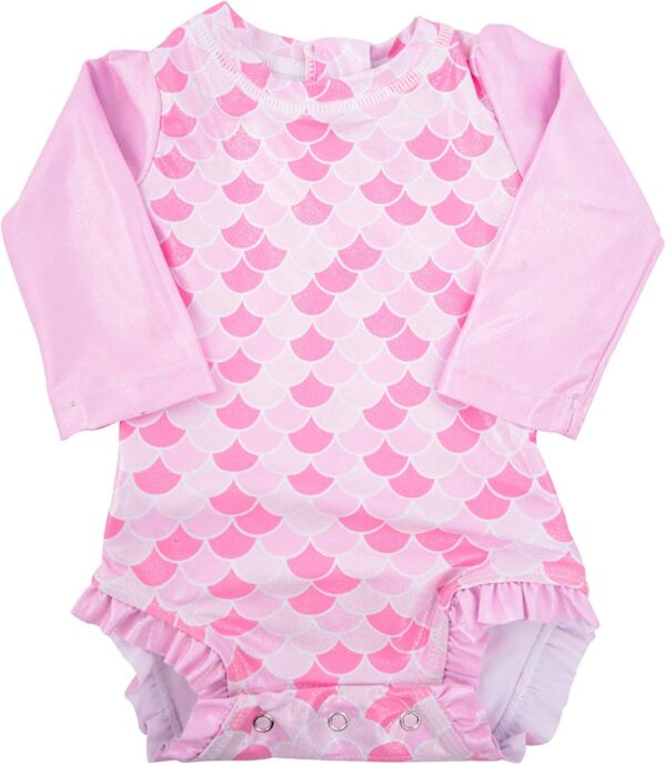 Long Sleeve Rash Guard One Piece Swimsuit for Girls | Baby Toddler Girl Swimming Suit with UV40 Sun Protection