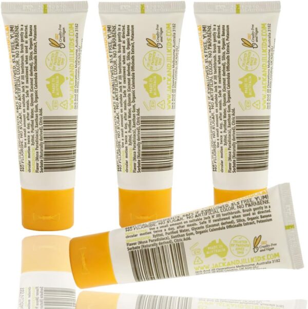 Jack N' Jill Natural Toothpaste for Baby and Infants - Fluoride Free Training Toothpaste, 40% Xylitol, BPA Free - Banana, 1.76 oz (Pack of 4) - Image 2