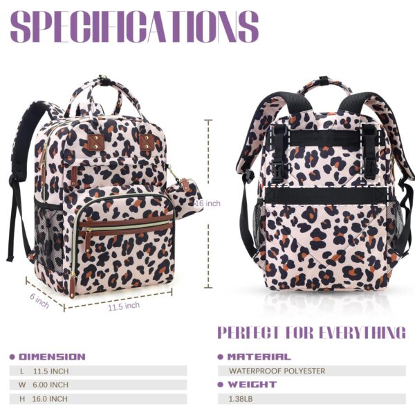 Tuwubi Diaper Bag Backpack, Baby Essentials Travel Tote Bag, Multi function Waterproof Backpacks, Travel Essentials with Stroller Straps & Pacifier Case - Leopard Print - Image 6