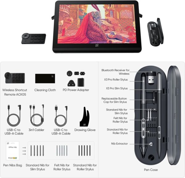 XPPen 4K UHD Artist Pro 19 Gen2 Drawing Tablet with Screen, 156% sRGB Graphic Tablet with 1.07 Billion Colors Anti-Glare Drawing Monitor with Dual 16384 Pen Pressure Stylus, Mini Keydial, 18.4" - Image 6