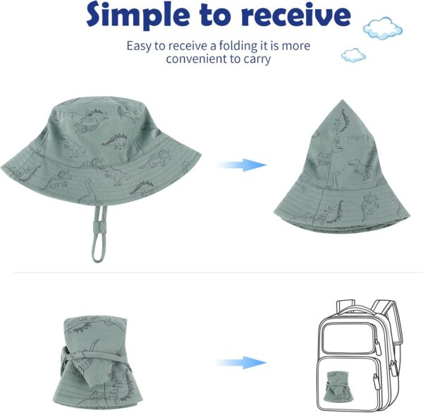 Durio UPF 50+ Beach Baby Sun Hat Sun Protection Cute Wide Brim Summer Baby Boy Bucket Hats Toddler Sun Hats for Girl - Image 5