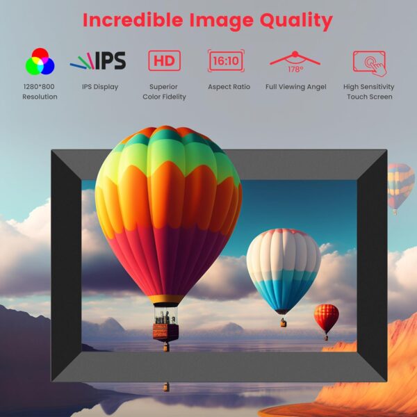 Frameo 10.1 Inch WiFi Digital Picture Frame, Smart Cloud Electronic Photo Frame with HD IPS Touch Screen Slideshow 32GB Memory Auto-Rotate Wall Mount, Share Photos/Videos from Phone by Frameo App - Image 5