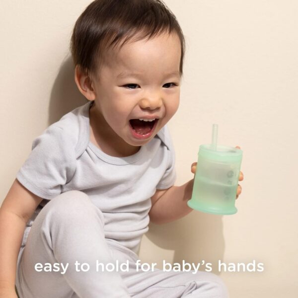 Olababy Silicone Training Cup with Straw Lid | Babies Water Drinking Cup | 6+ Mo Infant To 12-18 Months Toddler | Sippy Cup For Kids & Smoothie Cup | Baby Led Weaning (Mint, 5 oz) - Image 7