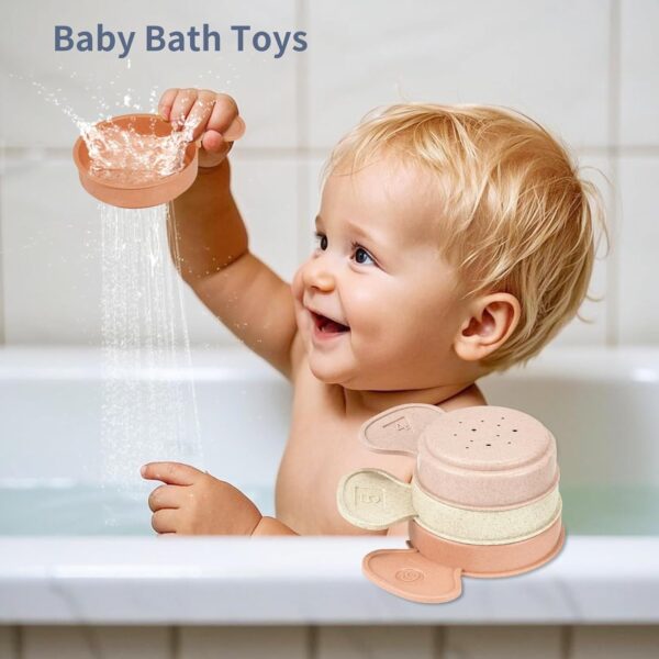 Bath Toys for Kids Ages 1-3, 15 PCS Mold Free Toddler Bath Toys for 2-4 Bathtub Water Table Pool Toys with Stackable Boats and Spoons and Silicone Bath Toy for Babies 6-12 Months, Baby Gifts - Image 5
