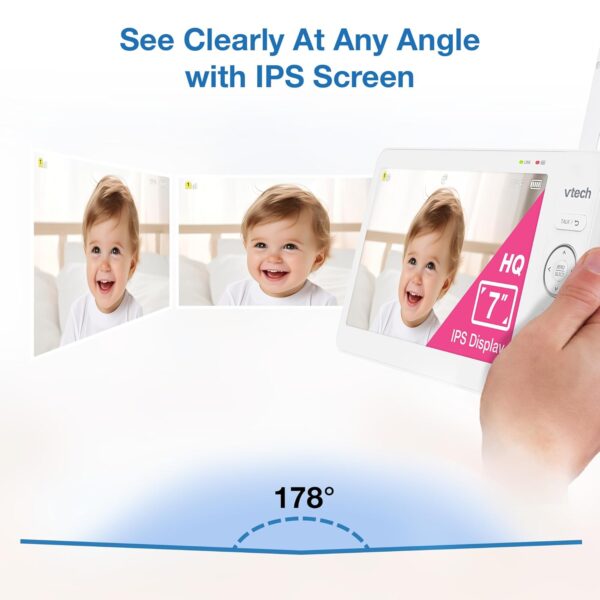 VTech [2025 Upgrade] Baby Monitor with 7" IPS Screen, Pan Tilt Zoom Camera, No WiFi Video Baby Monitor with Camera and Audio, Multi-Color Night Light, 2-Way Talk, Lullabies, Advanced HQ Max - Image 4