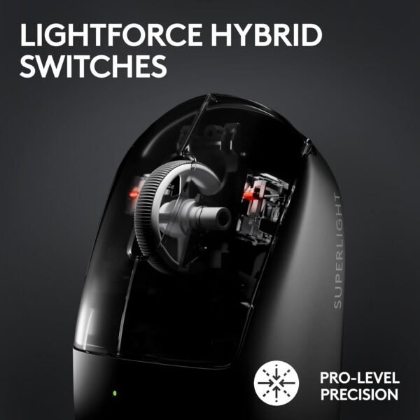 Logitech G PRO X SUPERLIGHT 2 Wireless Gaming Mouse, 60g Pro-Grade with 5 Programmable Buttons, 44k DPI Sensor, 8kHz Report Rate, USB-C Charging for PC/Mac - Black - Image 3