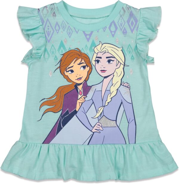 Disney Frozen Princess Anna Elsa Baby Girls T-Shirt and Shorts Outfit Set Infant to Little Kid - Image 2