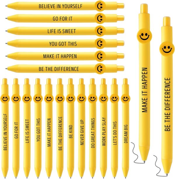 Fuutreo 50 Pcs Employee Appreciation Gifts Inspirational Pens Motivational Quotes Ballpoint Pens Smile Face for Coworker Employee(Believe)