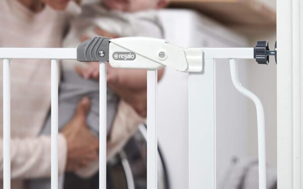 Regalo Easy Step 49-Inch Extra Wide Baby Gate, Includes 4-Inch and 12-Inch Extension Kit, 4 Pack of Pressure Mount Kit and 4 Pack of Wall Mount Kit - Image 3