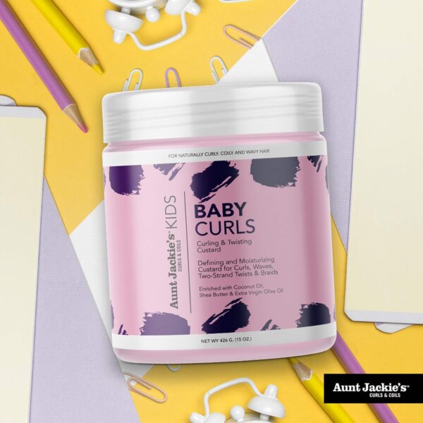 Aunt Jackie's Kids Baby Curls, Moisture Rich Curling and Twisting Custard for Naturally Curly, Coily and Wavy Hair, 15 oz - Image 3