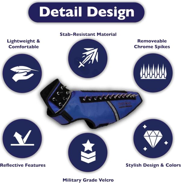 CoyoteVest SpikeVest Dog Harness Vest for Small Dogs, Reflective Dog Vest with Spikes to Shield Your pet from Coyotes, Raptor and Animal Attacks, Anti Hawk Vest, Made in USA(XS-Royal Blue) - Image 3