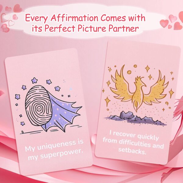 Positive Affirmation Cards for Teen Girls (Ages 10-16), 54 Daily Self Love Cards, Pink Confidence Building Gift Set with Mindset Activities - Image 2