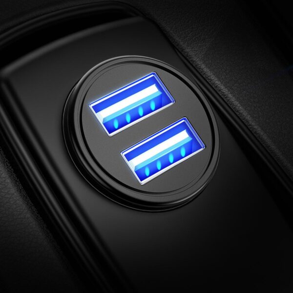 AINOPE Car Charger Adapter【Smallest Metal】 4.8A Cigarette Lighter USB Car Charger Adapter Dual Port 12V USB Outlet Flush Fit for iPhone 16 Pro Max/15/14 iPad Air Samsung Galaxy S25 S24 Ultra,Black