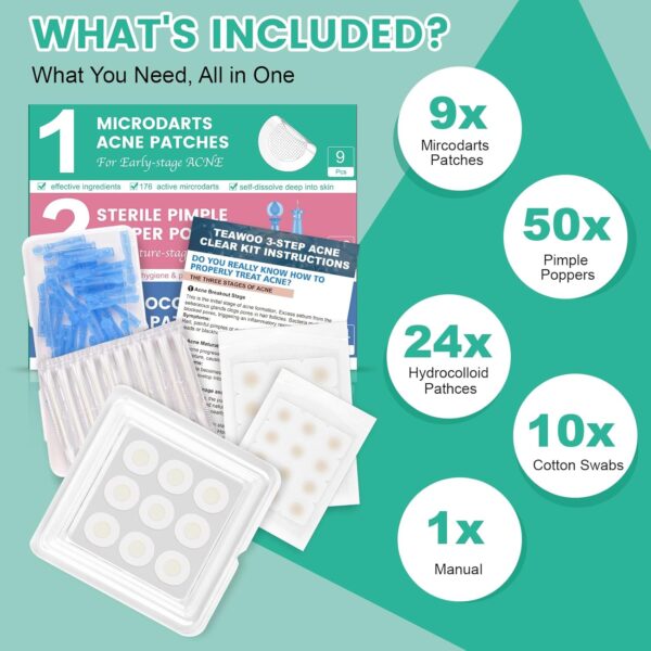 3-Step Microdart Pimple Patches Set - 9 Microdarts Pimple Patches, 50 Pimple Popper, 24 Hydrocolloid Patches - Image 6