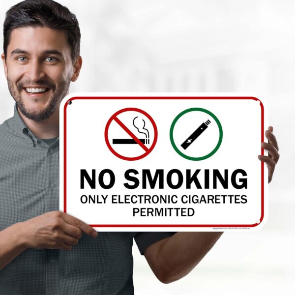 No Smoking Only Electronic Cigarettes Permitted Sign, 12x18 Inches, 55 mil thick HDPS (high density polystyrene), Made in USA by My Sign Center - Image 2