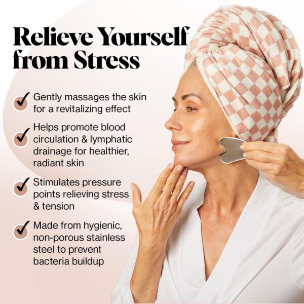 Kitsch Stainless Steel Gua Sha Facial Tools, Lymphatic Drainage Massager for Face, Chin & Jawline Sculpting, Body Guasha Tool for Muscle Tension, Skin Care Gift for Mom Women - Image 2