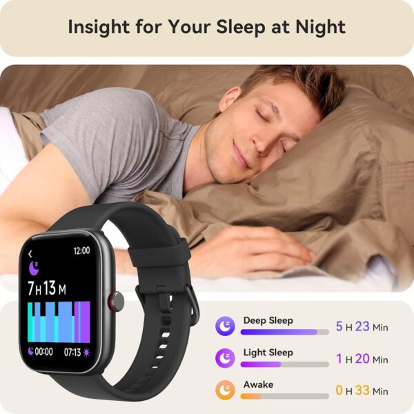 Smart Watch for Women Men, Smartwatch for iPhone & Android Bluetooth (Answer/Call) Built-in Alexa, 1.91" HD Fitness Tracker, Package with 2 Straps and Wireless Headphones, Screen Protector - Image 5