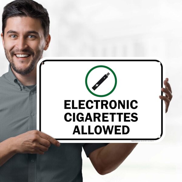 Electronic Cigarettes Allowed With Sign, 12x18 Inches, 55 mil thick HDPS (high density polystyrene), Made in USA by My Sign Center - Image 2