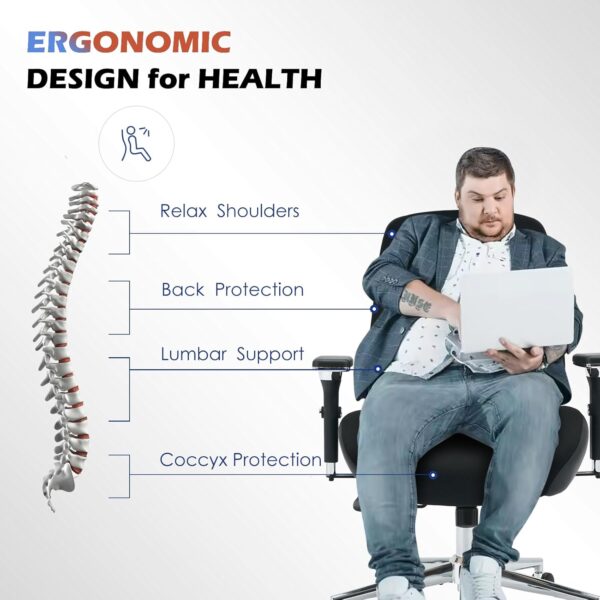 700lbs Big and Tall Office Chair with Wide Thick Seat Cushion for Sitting All Day,Ergonomic Mesh Desk Chair with Adjustable Lumbar Support for Heavy People,4D Armrests - Image 6