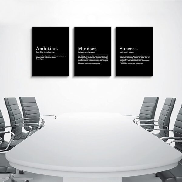 Inspirational Canvas Painting Wall Art -EPHANY ART,Mindset Quotes Prints, Success Framed Entrepreneur Poster Positive Quotes Wall Poster for Home Office Workplace (M-3pcs,12x16inchx3pcs) - Image 2
