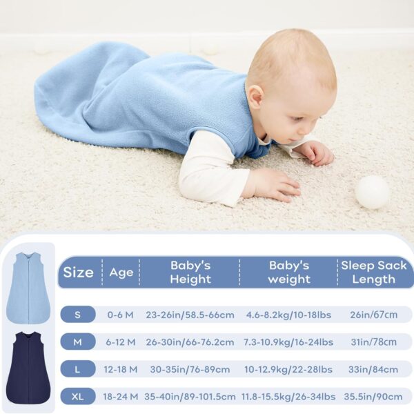 Looxii Fleece Baby Sleep Sack 0-6 Months 2 Pack 1.5 TOG Baby Wearable Blanket with 2-Way Zippers Soft Warm Toddler Sleeping Sack - Image 2