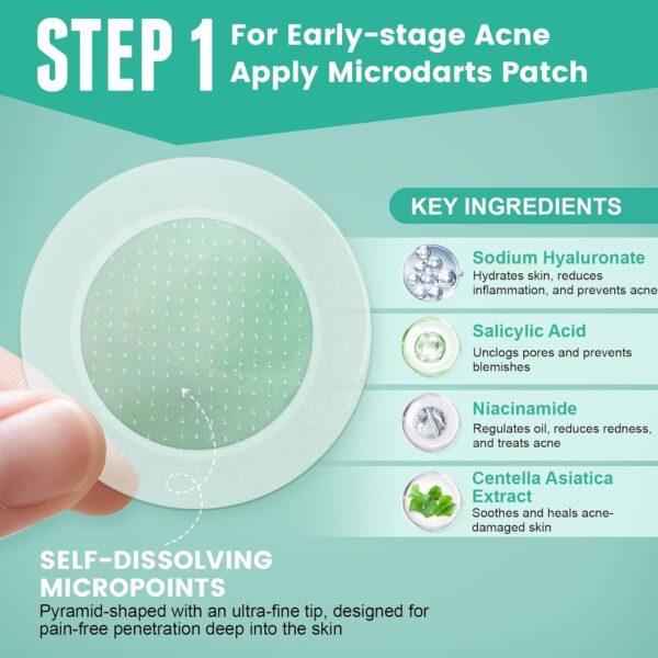 3-Step Microdart Pimple Patches Set - 9 Microdarts Pimple Patches, 50 Pimple Popper, 24 Hydrocolloid Patches - Image 3