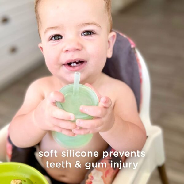 Olababy Silicone Training Cup with Straw Lid | Babies Water Drinking Cup | 6+ Mo Infant To 12-18 Months Toddler | Sippy Cup For Kids & Smoothie Cup | Baby Led Weaning (Mint, 5 oz) - Image 5
