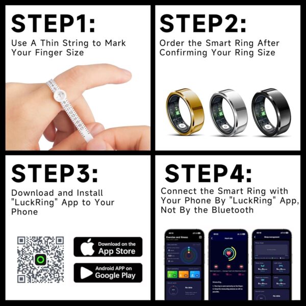 Smart Ring, Sleep Tracking Wearable, Heart Rate, Fitness Tracker, for Men/Women, Gold, Size 12 - Image 7